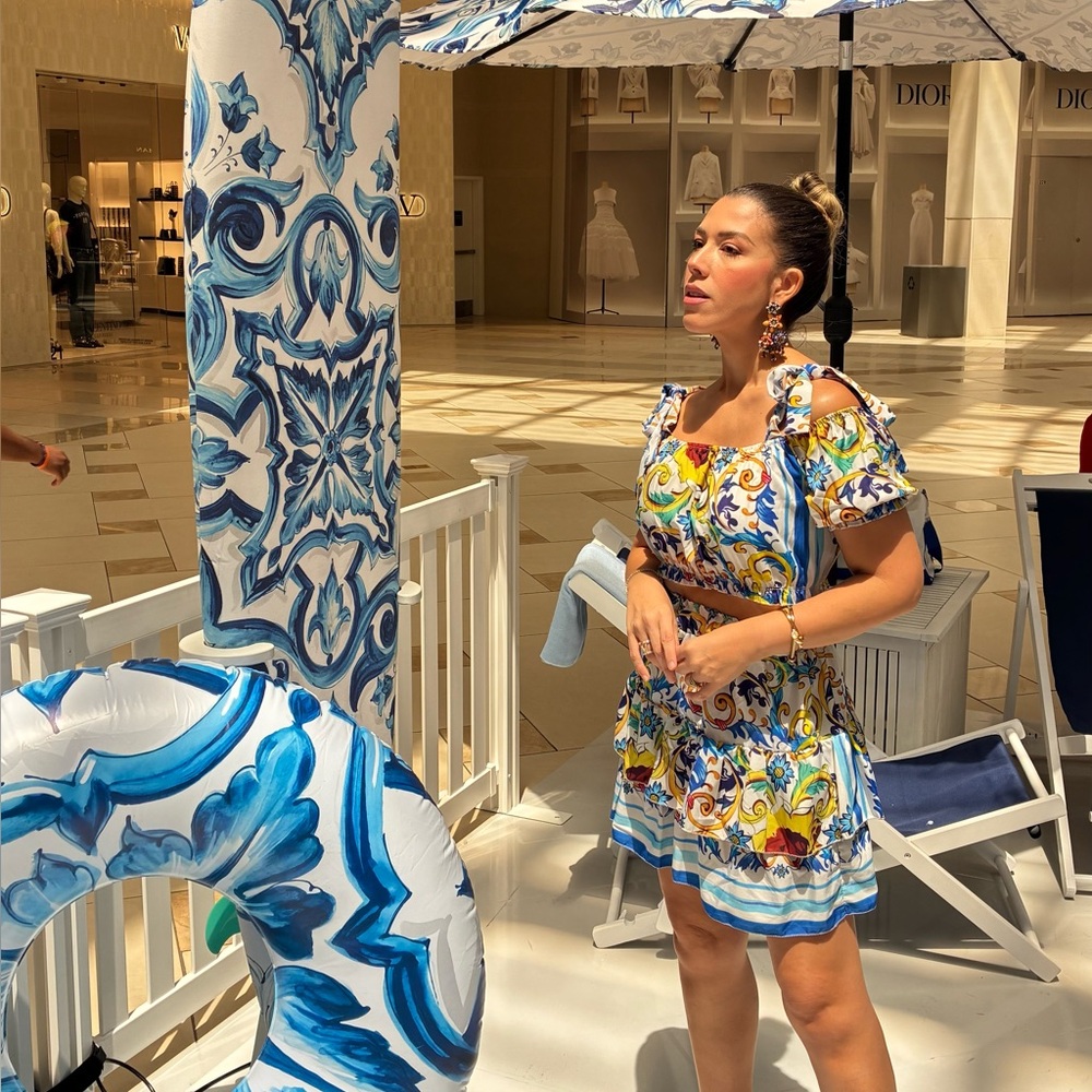 Blue and White Patterned Dress